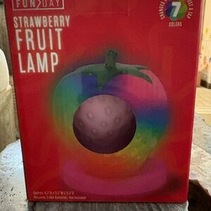 New Fun Day Strawberry Fruit Lamp 6.7"h x 5.3" w x 5.3" d - 7 Changing Colors